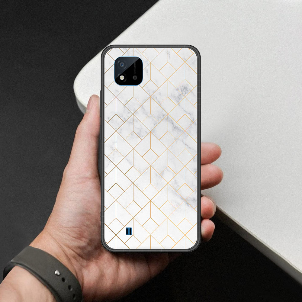 Realme C20A Cover - White Marble Series 2 - HQ Ultra Shine Premium Infinity Glass Soft Silicon Borders Case