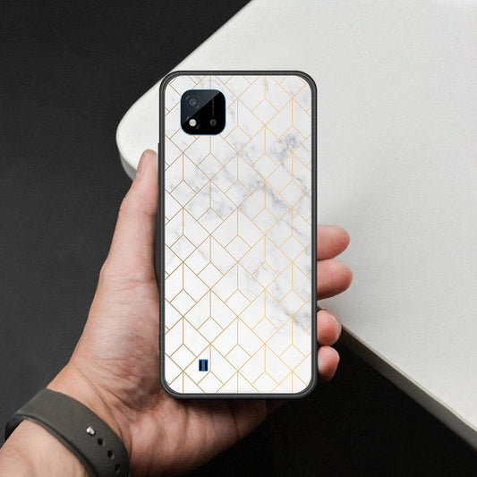Realme C20A Cover - White Marble Series 2 - HQ Ultra Shine Premium Infinity Glass Soft Silicon Borders Case