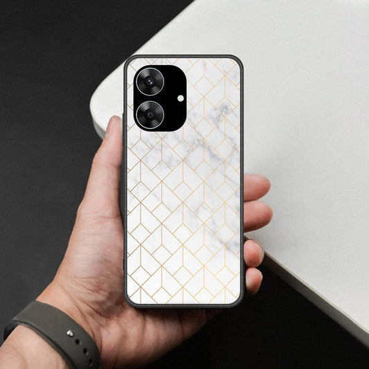 Realme Note 60 Cover - White Marble Series 2 - HQ Ultra Shine Premium Infinity Glass Soft Silicon Borders Case