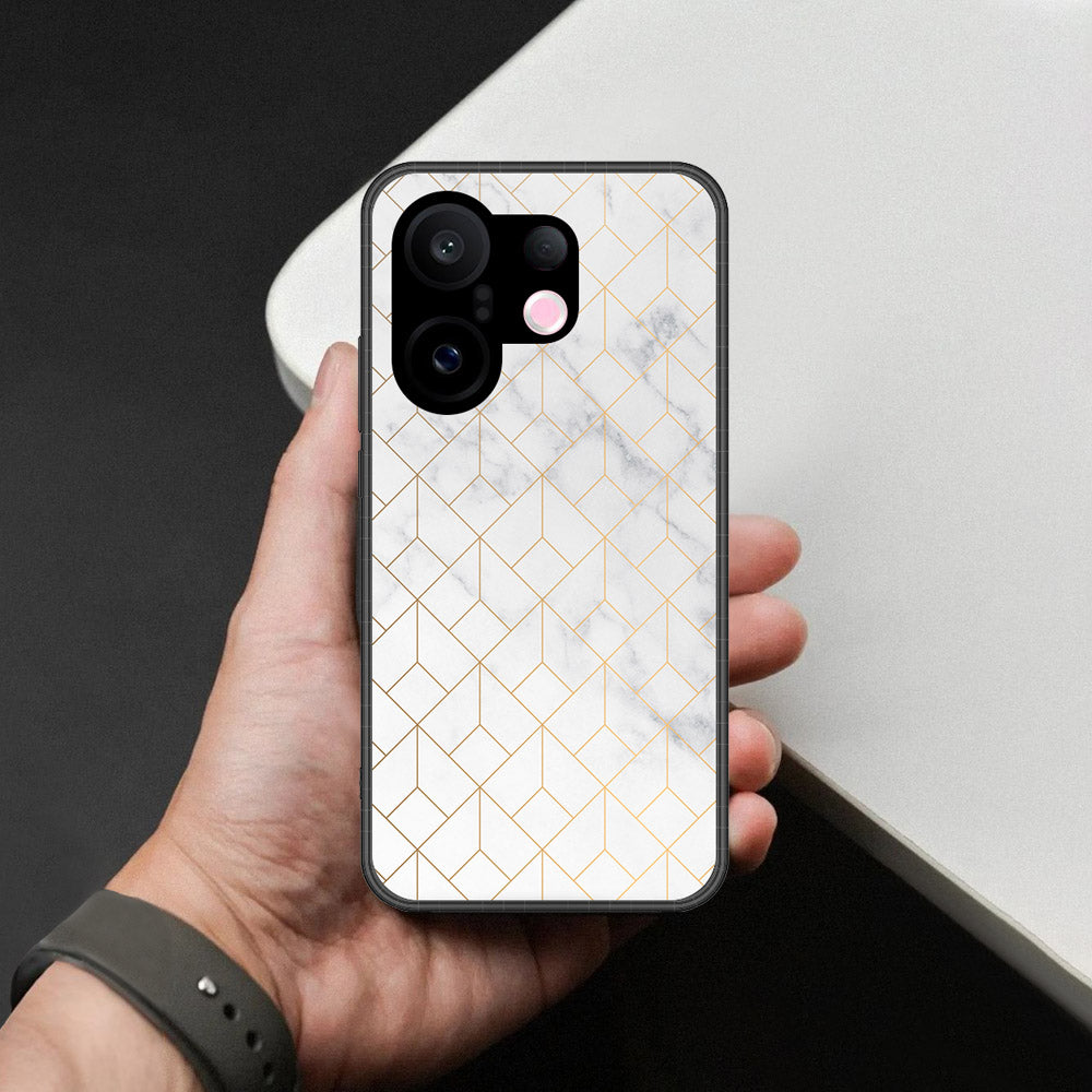 Vivo X200 FE Cover - White Marble Series 2 - HQ Ultra Shine Premium Infinity Glass Soft Silicon Borders Case
