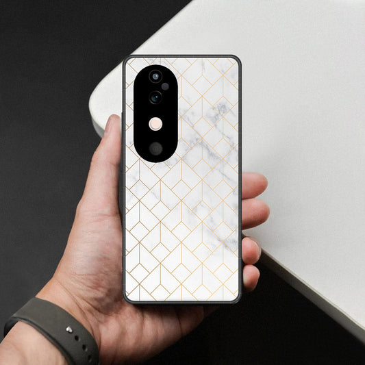 Vivo S19 Cover - White Marble Series 2 - HQ Ultra Shine Premium Infinity Glass Soft Silicon Borders Case