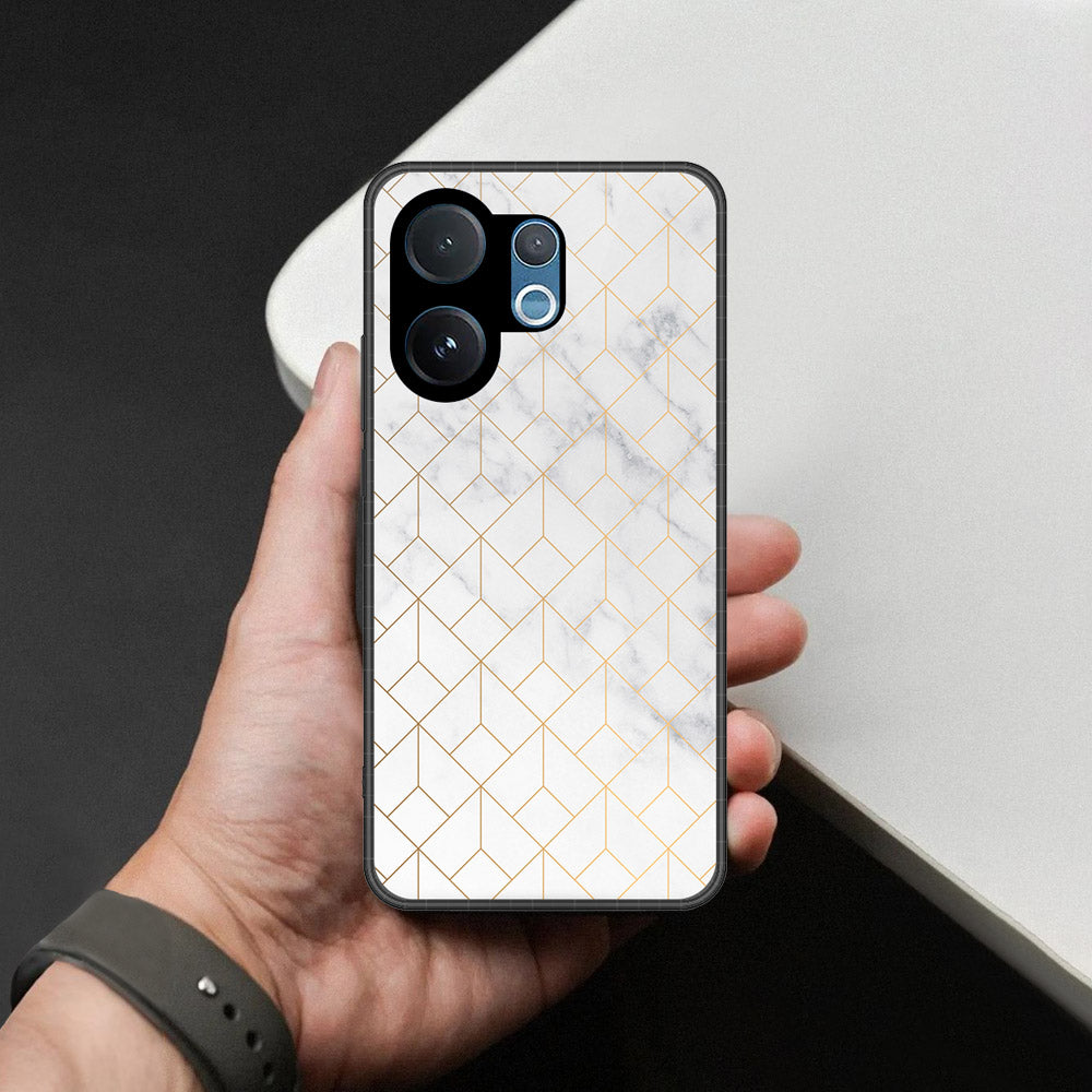 Vivo V60 Cover - White Marble Series 2 - HQ Ultra Shine Premium Infinity Glass Soft Silicon Borders Case