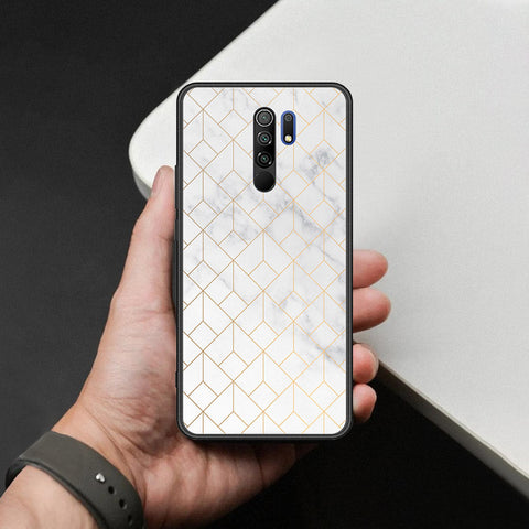Xiaomi Redmi 9 Cover - White Marble Series 2 - HQ Ultra Shine Premium Infinity Glass Soft Silicon Borders Case