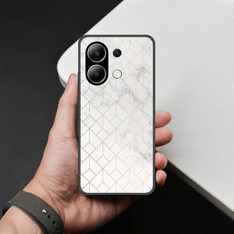Xiaomi Redmi Note 13 Cover - White Marble Series 2 - HQ Ultra Shine Premium Infinity Glass Soft Silicon Borders Case