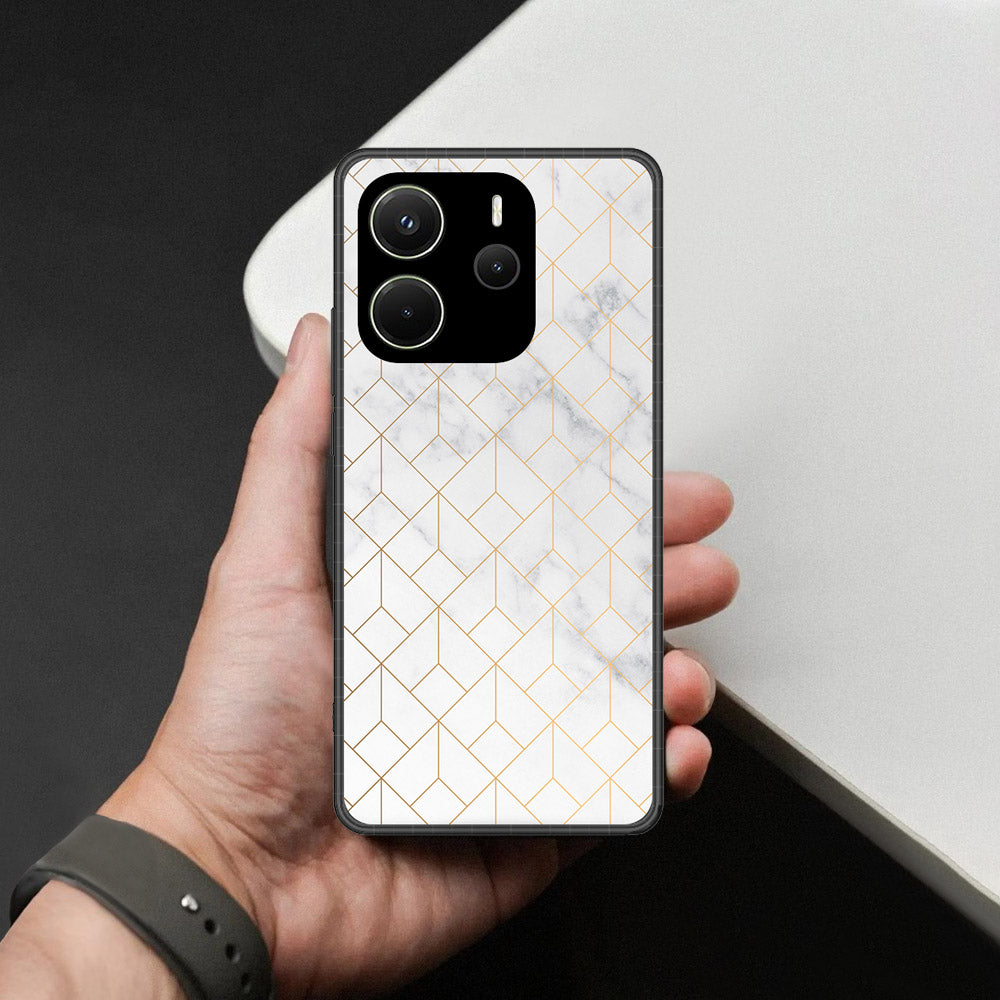 Xiaomi Redmi Note 14 4G Cover - White Marble Series 2 - HQ Ultra Shine Premium Infinity Glass Soft Silicon Borders Case
