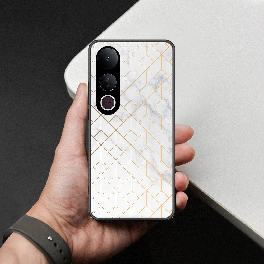 Vivo V50 Lite Cover - White Marble Series 2 - HQ Ultra Shine Premium Infinity Glass Soft Silicon Borders Case