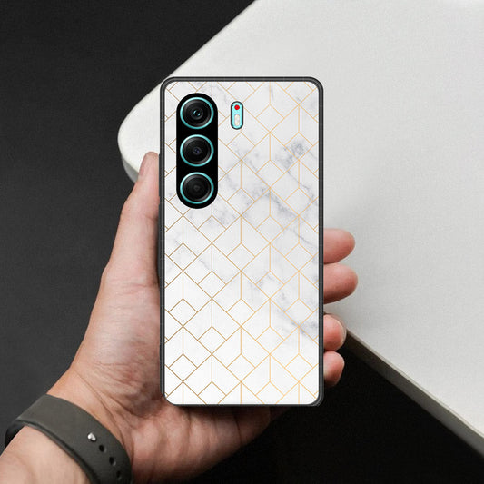 Tecno Camon 40 Pro 5G Cover - White Marble Series 2 - HQ Ultra Shine Premium Infinity Glass Soft Silicon Borders Case