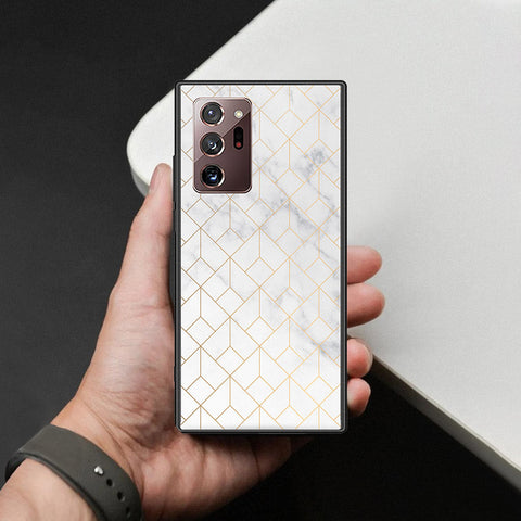 Samsung Galaxy Note 20 Ultra Cover - White Marble Series 2 - HQ Ultra Shine Premium Infinity Glass Soft Silicon Borders Case
