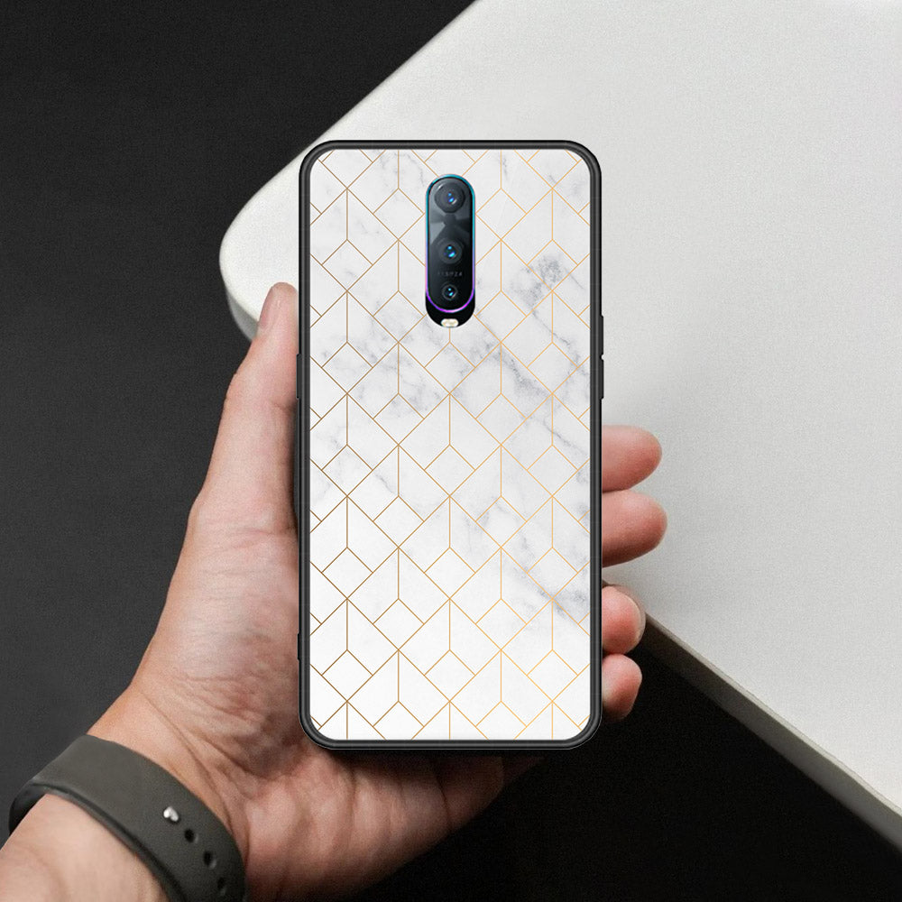 Oppo R17 Pro Cover - White Marble Series 2 - HQ Ultra Shine Premium Infinity Glass Soft Silicon Borders Case