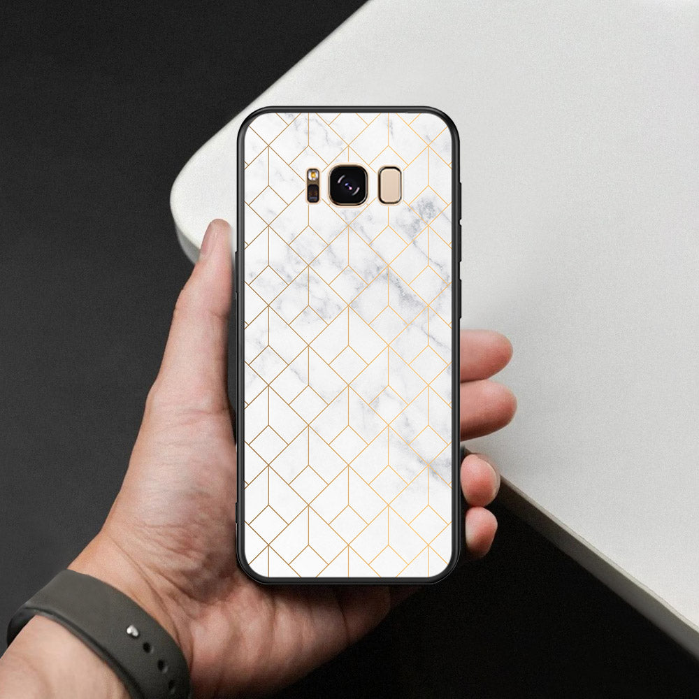 Samsung Galaxy S8 Cover - White Marble Series 2 - HQ Ultra Shine Premium Infinity Glass Soft Silicon Borders Case