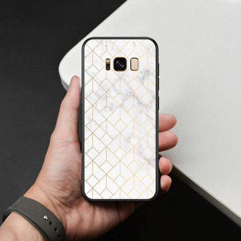 Samsung Galaxy S8 Plus Cover - White Marble Series 2 - HQ Ultra Shine Premium Infinity Glass Soft Silicon Borders Case