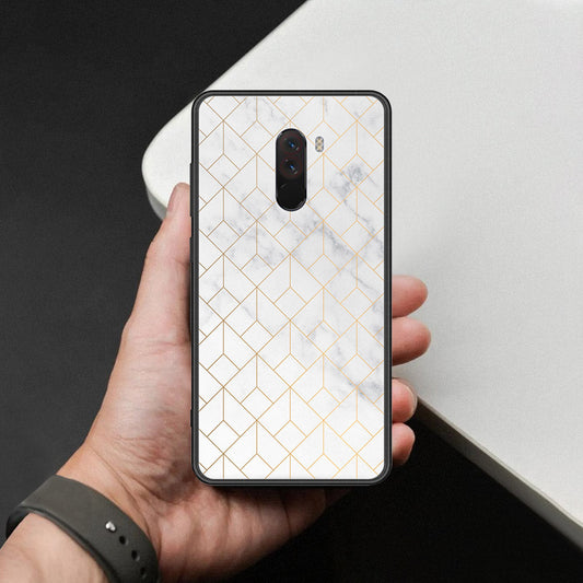 Xiaomi Pocophone F1 Cover - White Marble Series 2 - HQ Ultra Shine Premium Infinity Glass Soft Silicon Borders Case