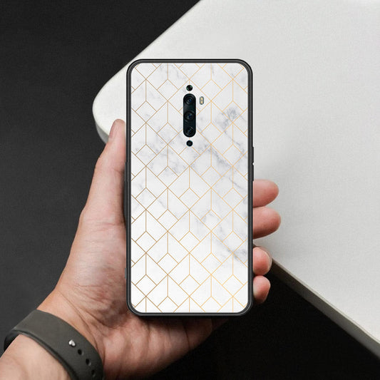 Oppo Reno 2Z Cover - White Marble Series 2 - HQ Ultra Shine Premium Infinity Glass Soft Silicon Borders Case