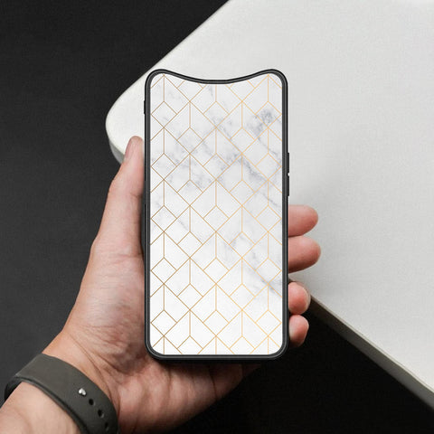 Oppo Find X Cover - White Marble Series 2 - HQ Ultra Shine Premium Infinity Glass Soft Silicon Borders Case