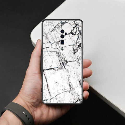 Oppo Reno 10x Zoom Cover - White Marble Series 2 - HQ Ultra Shine Premium Infinity Glass Soft Silicon Borders Case