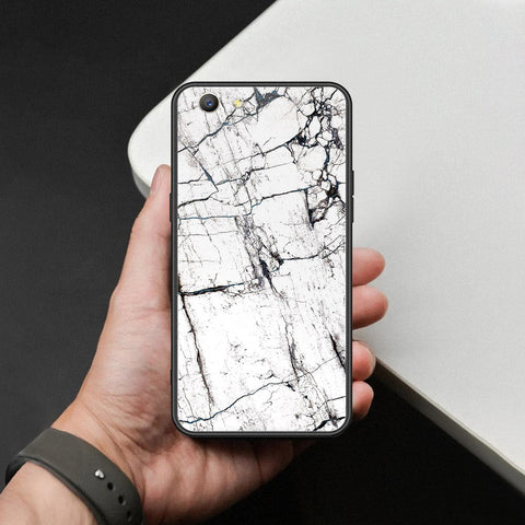 Oppo A59 Cover - White Marble Series 2 - HQ Ultra Shine Premium Infinity Glass Soft Silicon Borders Case