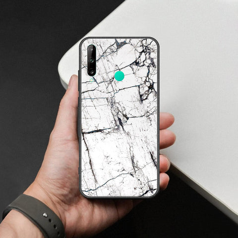 Huawei P40 lite E Cover - White Marble Series 2 - HQ Ultra Shine Premium Infinity Glass Soft Silicon Borders Case