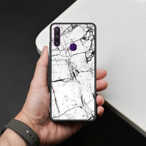 Honor 7A Cover - White Marble Series 2 - HQ Ultra Shine Premium Infinity Glass Soft Silicon Borders Case