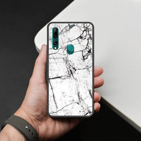 Huawei Y9 Prime 2019 Cover - White Marble Series 2 - HQ Ultra Shine Premium Infinity Glass Soft Silicon Borders Case