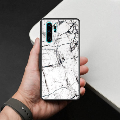 Huawei P30 Pro Cover - White Marble Series 2 - HQ Ultra Shine Premium Infinity Glass Soft Silicon Borders Case