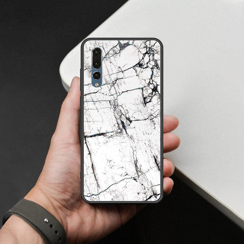 Huawei P20 Plus Cover - White Marble Series 2 - HQ Ultra Shine Premium Infinity Glass Soft Silicon Borders Case