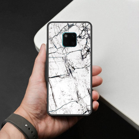 Huawei Mate 20 Pro Cover - White Marble Series 2 - HQ Ultra Shine Premium Infinity Glass Soft Silicon Borders Case