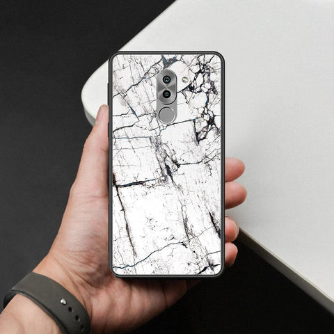 Huawei Honor 6X Cover - White Marble Series 2 - HQ Ultra Shine Premium Infinity Glass Soft Silicon Borders Case