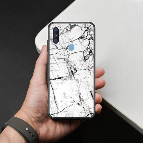 Samsung Galaxy M11 Cover - White Marble Series 2 - HQ Ultra Shine Premium Infinity Glass Soft Silicon Borders Case