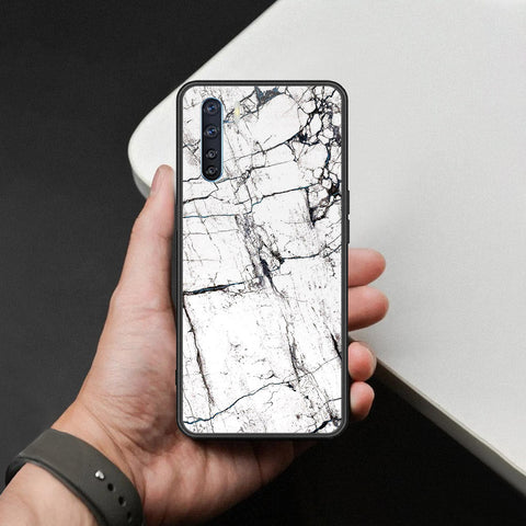 Oppo A91 Cover - White Marble Series 2 - HQ Ultra Shine Premium Infinity Glass Soft Silicon Borders Case