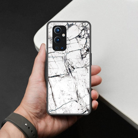 OnePlus 9 Pro Cover - White Marble Series 2 - HQ Ultra Shine Premium Infinity Glass Soft Silicon Borders Case