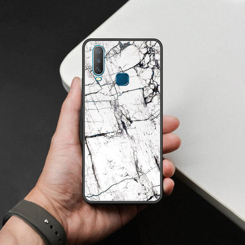 Vivo Y12 Cover - White Marble Series 2 - HQ Ultra Shine Premium Infinity Glass Soft Silicon Borders Case