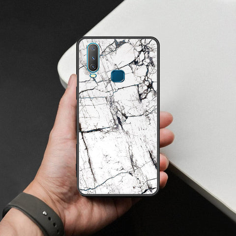Vivo Y15 Cover - White Marble Series 2 - HQ Ultra Shine Premium Infinity Glass Soft Silicon Borders Case