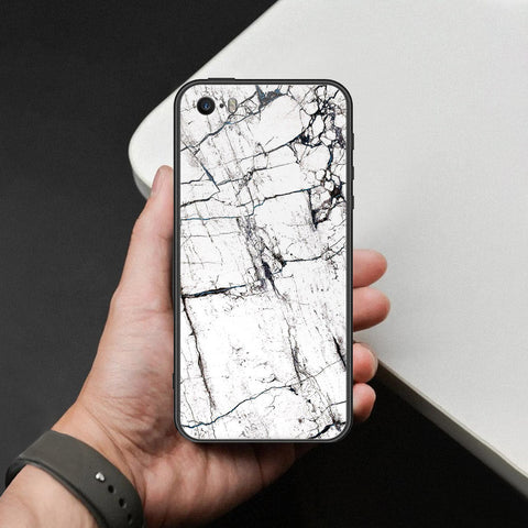 iPhone SE / 5s / 5 - White Marble Series 2 - HQ Ultra Shine Premium Infinity Glass Soft Silicon Borders Case