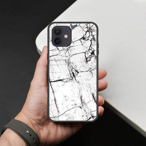 iPhone 12 - White Marble Series 2 - HQ Ultra Shine Premium Infinity Glass Soft Silicon Borders Case