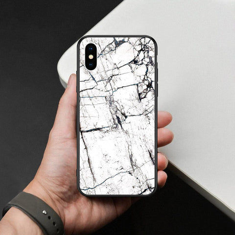 iPhone XS / X - White Marble Series 2 - HQ Ultra Shine Premium Infinity Glass Soft Silicon Borders Case