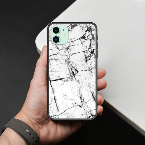 iPhone 11 - White Marble Series 2 - HQ Ultra Shine Premium Infinity Glass Soft Silicon Borders Case