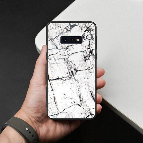 Samsung Galaxy S10e Cover - White Marble Series 2 - HQ Ultra Shine Premium Infinity Glass Soft Silicon Borders Case