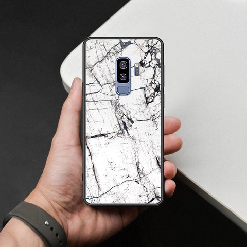 Samsung Galaxy S9 Plus Cover - White Marble Series 2 - HQ Ultra Shine Premium Infinity Glass Soft Silicon Borders Case