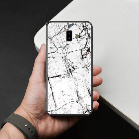 Samsung Galaxy J6 Prime Cover - White Marble Series 2 - HQ Ultra Shine Premium Infinity Glass Soft Silicon Borders Case