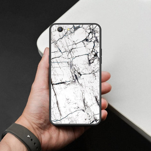 Oppo A57 Cover - White Marble Series 2 - HQ Ultra Shine Premium Infinity Glass Soft Silicon Borders Case
