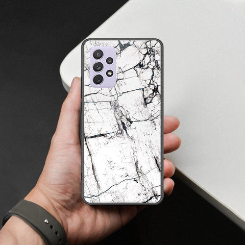 Samsung Galaxy A72 Cover - White Marble Series 2 - HQ Ultra Shine Premium Infinity Glass Soft Silicon Borders Case