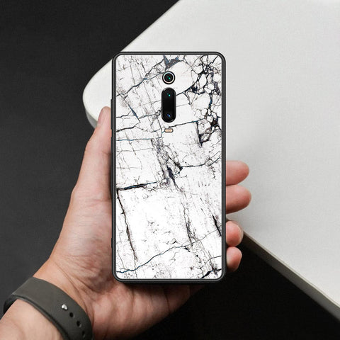 Xiaomi Mi 9T Cover - White Marble Series 2 - HQ Ultra Shine Premium Infinity Glass Soft Silicon Borders Case