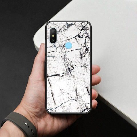 Xiaomi Mi A2 Cover - White Marble Series 2 - HQ Ultra Shine Premium Infinity Glass Soft Silicon Borders Case