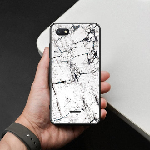 Xiaomi Redmi 6A Cover - White Marble Series 2 - HQ Ultra Shine Premium Infinity Glass Soft Silicon Borders Case
