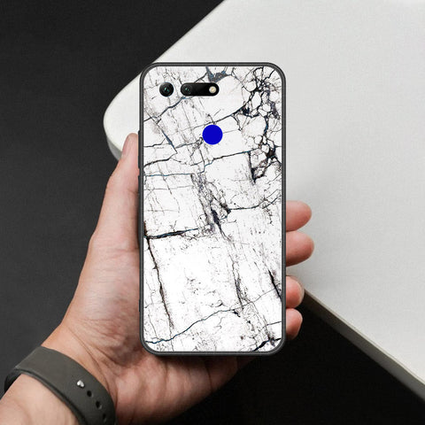 Huawei Honor View 20 Cover - White Marble Series 2 - HQ Ultra Shine Premium Infinity Glass Soft Silicon Borders Case