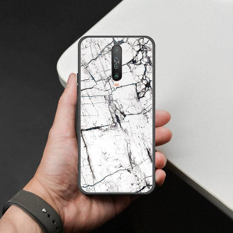 Xiaomi Redmi K30 Cover - White Marble Series 2 - HQ Ultra Shine Premium Infinity Glass Soft Silicon Borders Case