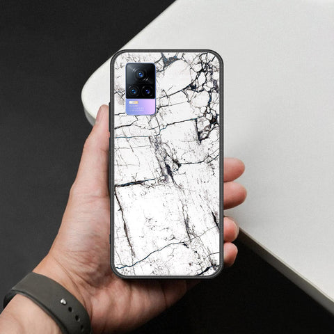Vivo Y73 Cover - White Marble Series 2 - HQ Ultra Shine Premium Infinity Glass Soft Silicon Borders Case