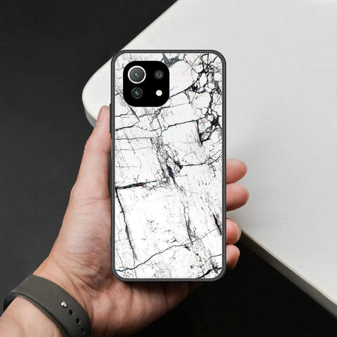 Xiaomi Mi 11 Lite 5G Cover - White Marble Series 2 - HQ Ultra Shine Premium Infinity Glass Soft Silicon Borders Case