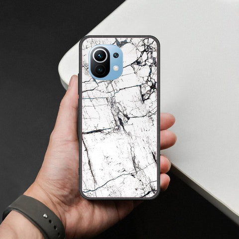 Xiaomi Mi 11 Cover - White Marble Series 2 - HQ Ultra Shine Premium Infinity Glass Soft Silicon Borders Case