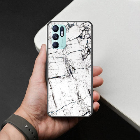 Oppo Reno 6 Cover - White Marble Series 2 - HQ Ultra Shine Premium Infinity Glass Soft Silicon Borders Case